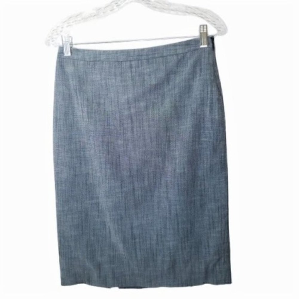 BCBGMaxazria Heathered Blue Double Split Skirt